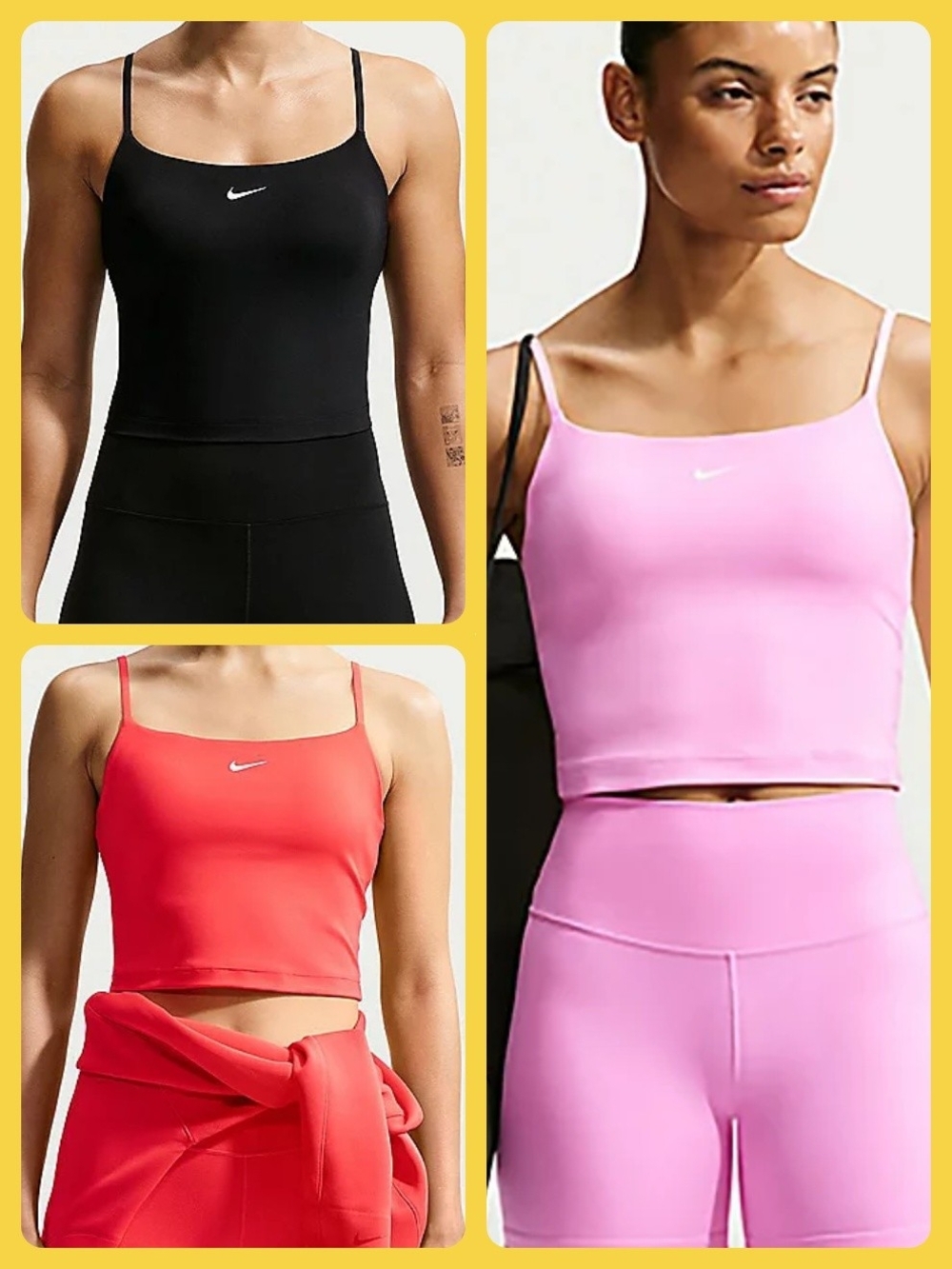 NWT Nike Medium Support Padded Adjustable Sports Bra Tank Top Bundle-PNK,BLK,RED